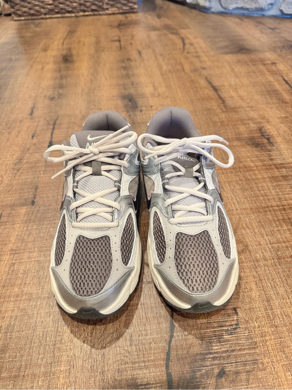 Nike Kids Gray and White Mesh Sneakers